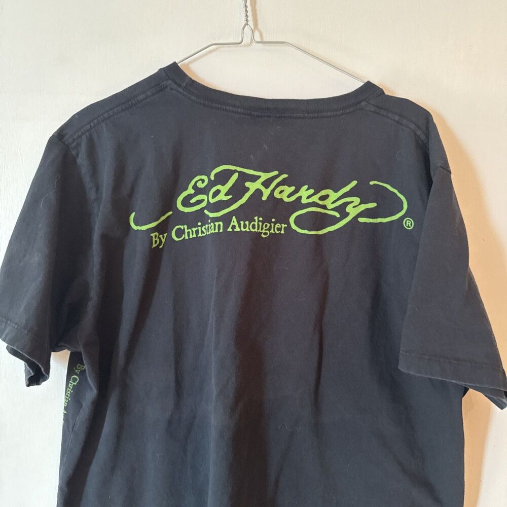 Ed Hardy Christian Audigier Devil Mermaid Graphic T-Shirt Black USA | Men's XL - Picture 3 of 10